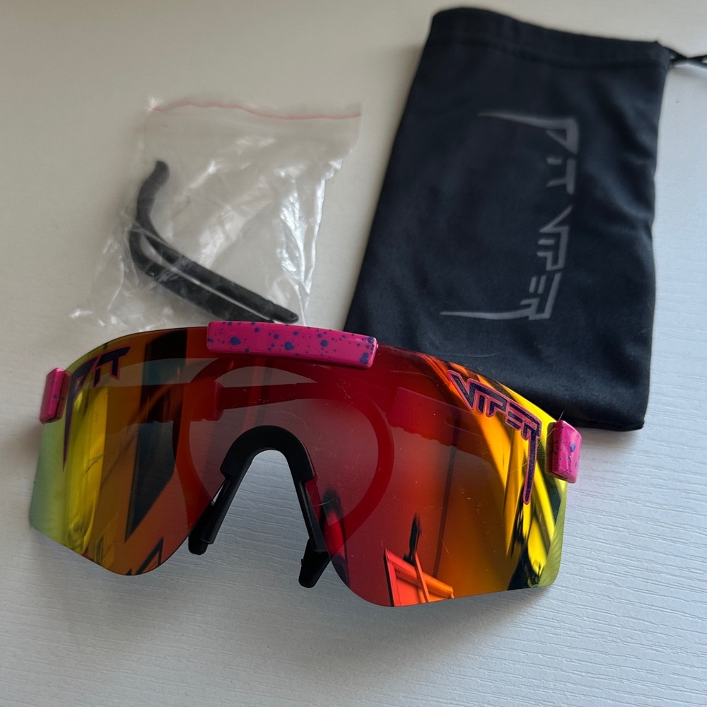 Polarized Pit Viper Pink and Yellow Sun Glasses with Case Outdoor Sports